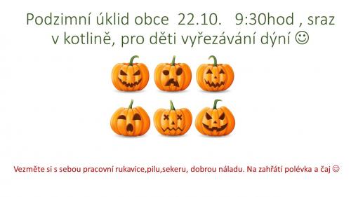 Úklid obce, dýňobraní 22.10.2022