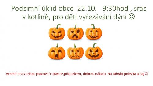 Úklid obce, dýňobraní 22.10.2022